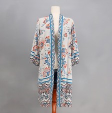 CHICO'S Rising Bloom Floral Open Front Kimono Jacket Cardigan Size 1/M