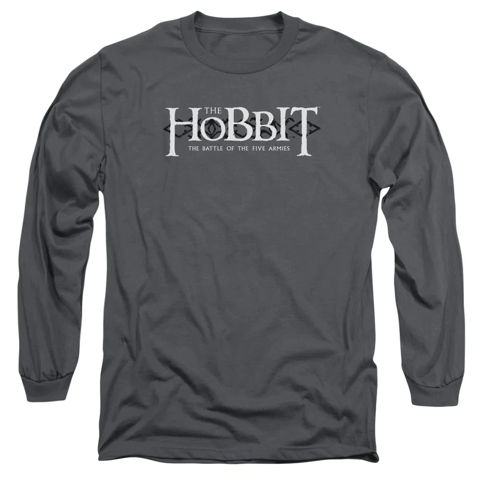 Hobbit Ornate Logo Mens Long Sleeve Shirt Charcoal Officially Licensed - Image 4 of 4