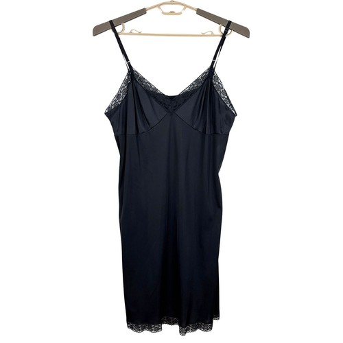 Vanity Fair VINTAGE Black slip 42 L Polyester lace USA, 90s slip dress