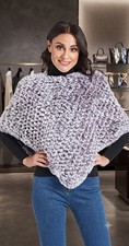 Women Faux Fur Shawl Wrap - Soft Knitted Warm Poncho Cape Size S/M 