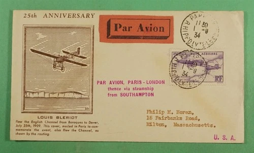 DR WHO 1934 FRANCE FDC AVIATION BLEROIT ANIV CACHET FIRST FLIGHT? R22236