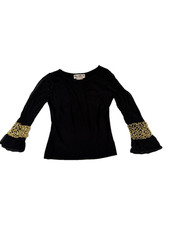 Vintage Joseph A Silk Blouse Womens M Black B...