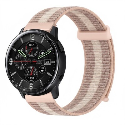 Smartwatch Armband für Samsung Galaxy Watch Active2 44mm Nylon Textil Klett Rosa