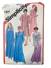 Vintage 80s Simplicity 5330 Pattern Size Medium 14-16 Miss Nightgown Robe UNCUT
