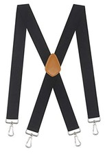 Men  s Heavy Duty Belt Loops X Back 1.4 Inch Suspenders with 4 Snap Black-01