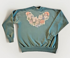 Vintage 90s Hanes Cat Sweatshirt XL Floral Kitten Grandmacore Crewneck