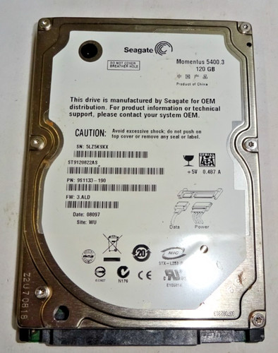 SEAGATE ***ST9120822AS *** 120 GB *** SATA HDD Notebook 2,5 Zoll #NFP1334