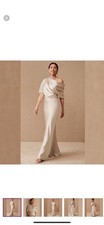 $495 New BHLDN Anthropologie X Amsale Pryce Off-Shoulder Satin Column Gown Sz 2