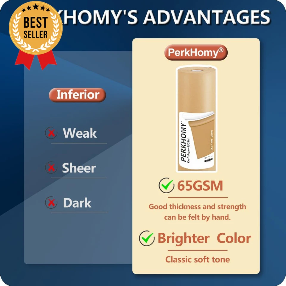 Rolo de papel Kraft marrom 17,5 x 100' embrulho artesanato envio mesa capa 70GSM - Imagem 2 de 4