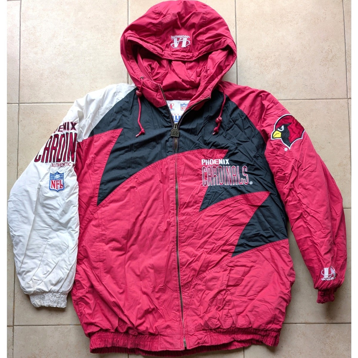 Phoenix Cardinals 90s LOGO Athletic SHARKTOOTH puffer jacket L red