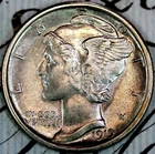 1919-S NEAR+ GEM BU MS MERCURY SILVER DIME DC449 FROM MATTHEWS HOARD