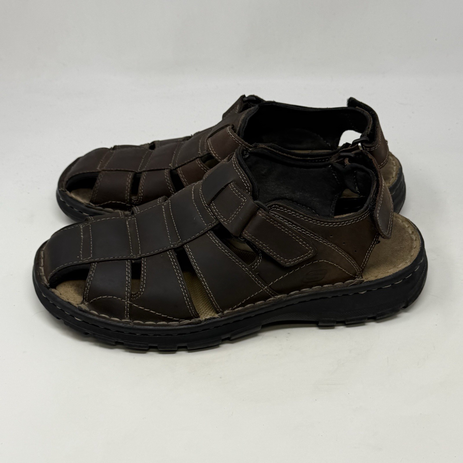 SAOLA Sandali pescatore Skechers uomo 10 pelle marrone suola grossa casual comodi papà