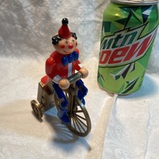 Vintage Clown on Bike Wind Up Toy Plastic