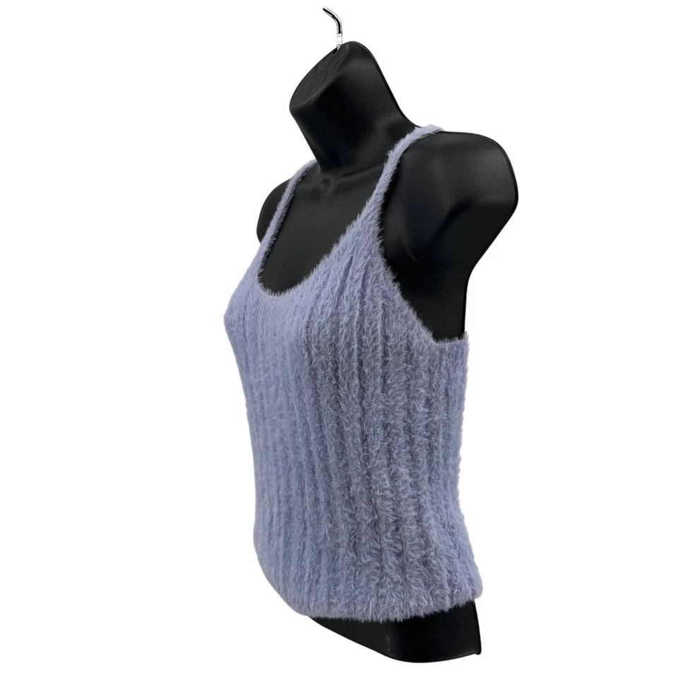 Camiseta sin mangas It's Our Time para mujer M lavanda cuello redondo tejido difuso dobladillo asimétrico Foto 3 de 4