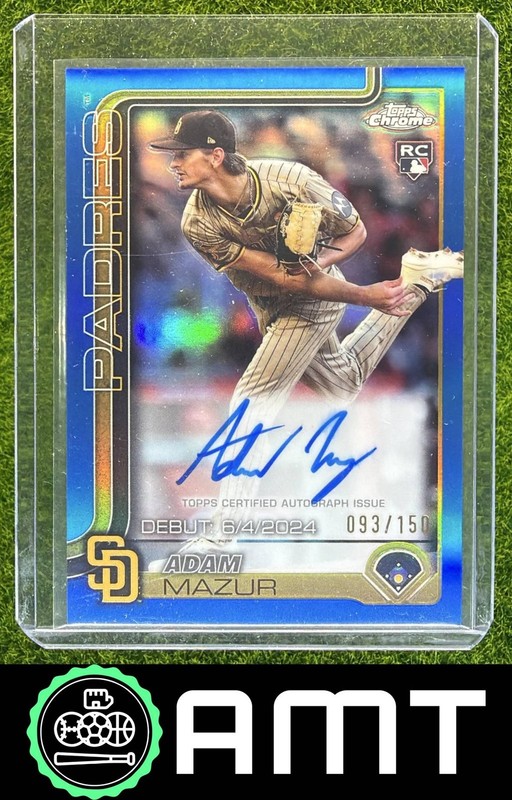 Adam Mazur RC 2025 Topps Chrome Update 93/150 Rookie Debut Auto Blue Padres