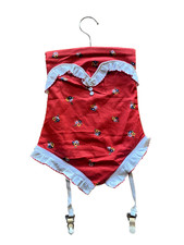 Clothespin Hanger Hanging Bag Swimsuit Design Garters Vintage 60s Norma Jean Red