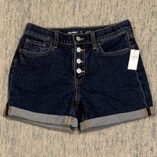 Old Navy Girls Jean Shorts Size 12 Plus Adjustable Waist Dark Wash NWT