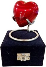 Red Heart Cremation Urn - Keepsake for Human Ashes with Premium Box Stand - Sm