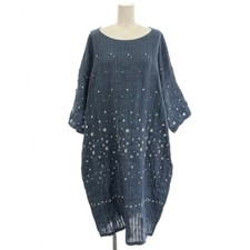 Mina Perhonen Hoshi Hana Linen Dress Long Embroidery Hemp 3 4 Sleeve 38 Used 219