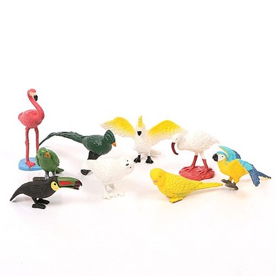 10x Mini Birds Figures Different Styles Vivid Colors Lifelike Details Miniature