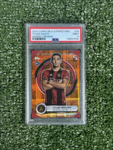2024 Topps MLS Superstars Tyler Wolff Seismic Orange /25 (RC) PSA 9