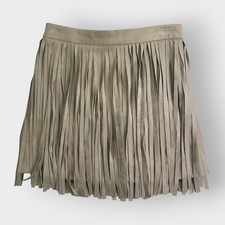 NEW BB Dakota Fringe Mini Skirt  2  Tan Faux Suede  Festival Rodeo Western