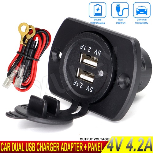 4.2A Car Dual 12V USB Charger 2 Ports Adapter Socket Charging Panel Mount - Picture 13 of 16