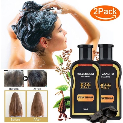 2Pack Polygonum Shampoo Reverse Grey Hair Natural Nourishes Darkening Anti Loss