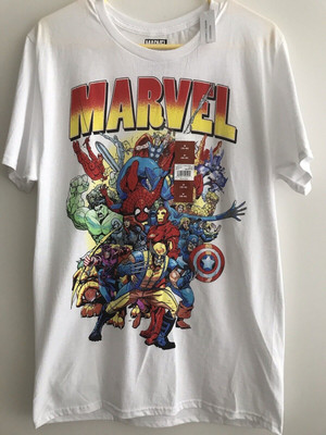 Marvel Comics Classic Character Collage White t-shirt Mens Size Medium