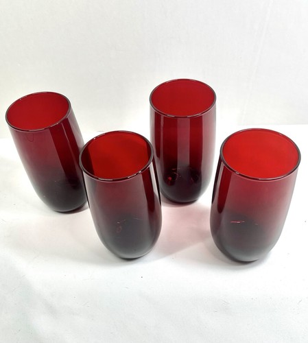 Anchor Hocking Rubinrot Glas Becher 4er Set 12oz 5” hoch 2,5” breit - Bild 3 von 6