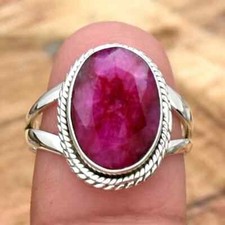 Natural Ruby Ring Gemstone 925 Sterling Silver Handmade Ring ForAnniversary Gift
