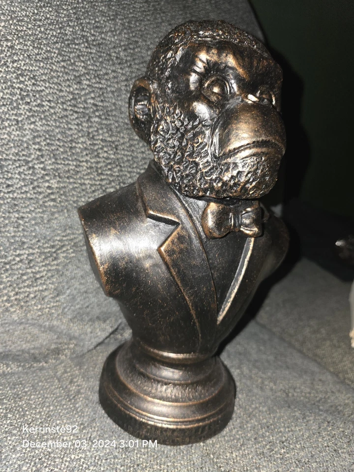 Busto de gorila adorno estatua estatuilla jardín oficina decoración escultura bronce salvaje Foto 4 de 4