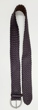 Vtg Dark Brown Bonded Leather Ladies Belt Woven Weaved Wide Belt - 45" Length