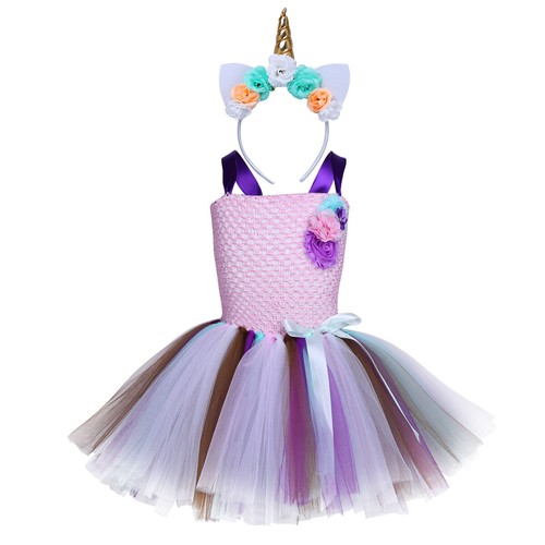 Kids Girls Tutu Dress with Headband Hair Hoop Cosplay Outfit Dresses Costume - Picture 56 of 68