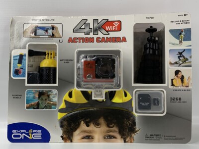 Explore One 4K Wi-Fi Action Camera with 32 GB Micro SD Memory Card and Tripod
