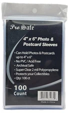 (100-Pack) Pro-Safe 4" x 6" Photo & Postcard Sleeves 2 Mil Poly Archival Safe