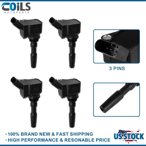 4 Pcs Ignition Coil Fit For Audi A3 Sportback e-tron 1.4L 2016-2018