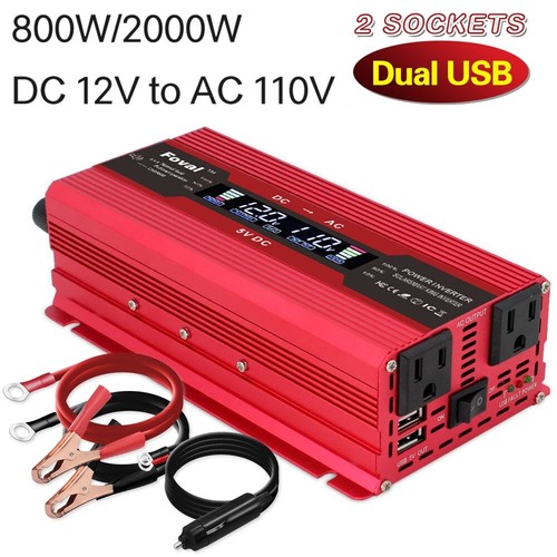 800W 2000W DC 12V to AC 110V Power Inverter Car Converter With 2USB 2AC Trip Red eBay