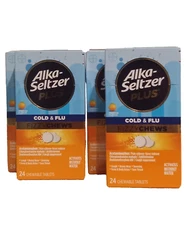 4X Alka-Seltzer Plus Cold & Flu Orange Flavor 24 Chewable Tablets Ea. Ex.06/2026