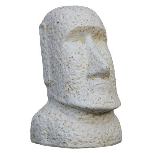 Moai-Statue, Osterinsel-Kopf, 30cm, Steinfigur Garten-Deko antik weiß frostfest - Bild 1 von 3