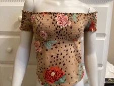 Women’s Victoria Secret Floral Smocked Off Shoulder Tube Top Sz-Small