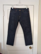 Freenote Cloth Rios Slim Straight Selvedge Jeans Sz 33 Dark Blue 34X28 Button Fl