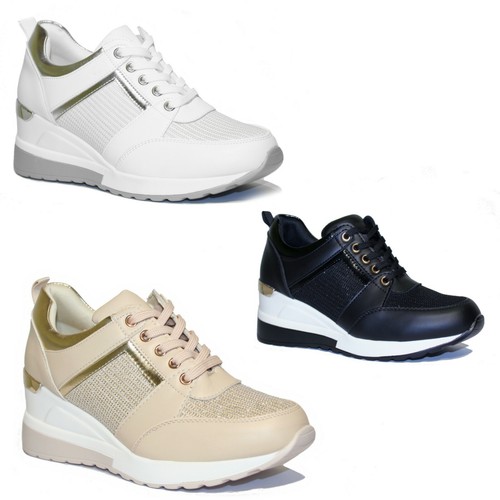 SCARPE DONNA SNEAKERS Sportive Inserti Ginnastica Rialzo INTERNO Zeppa 7 cm  C96 EUR 24,50 - PicClick IT