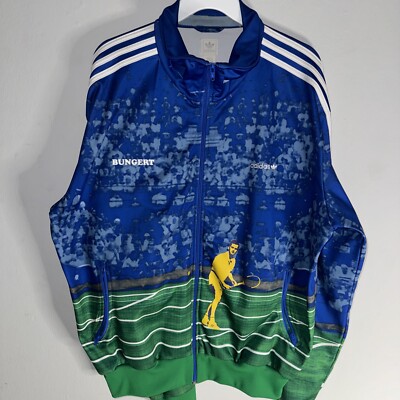 Vintage ADIDAS Track Jacket Adult Small German Tennis WILHELM BUNGERT 2XL