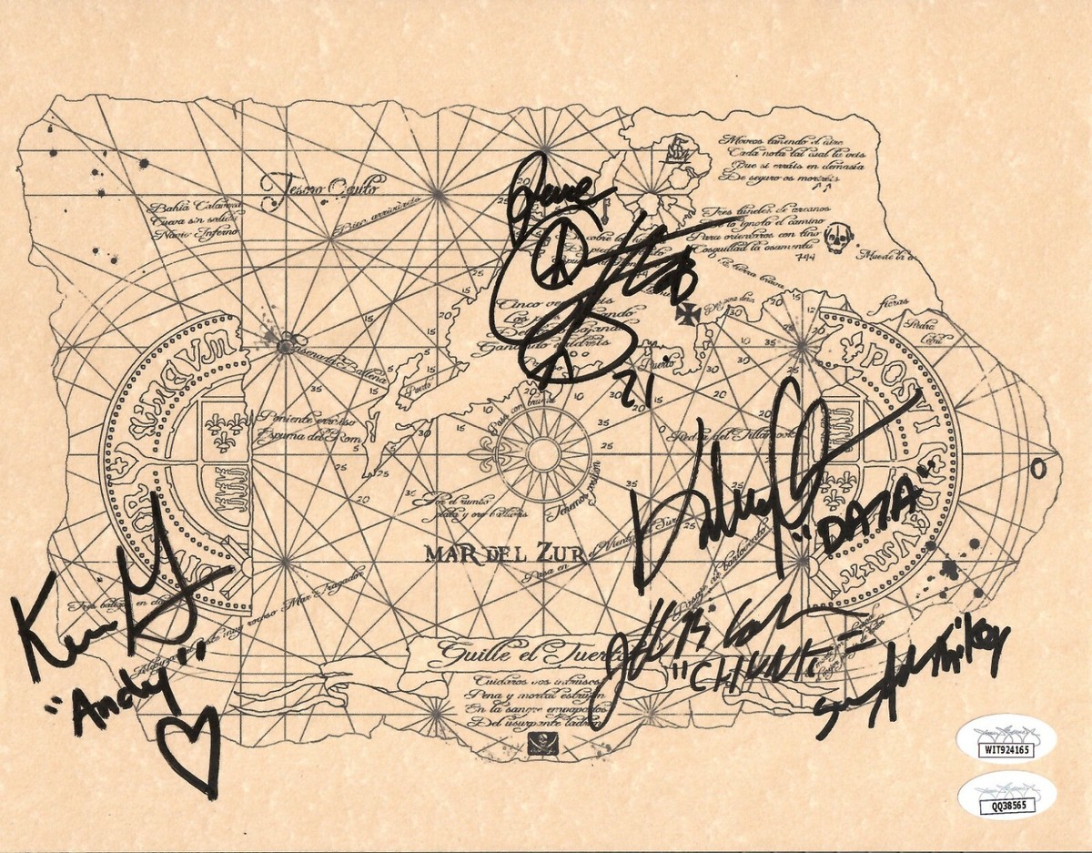 Cast signed inscribed The Goonies Map JSA PSA Feldman Astin Choen