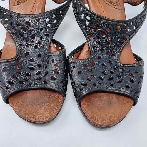 Naya Black Laser Cut Peep Toe Heels Size 8 - Picture 3 of 11
