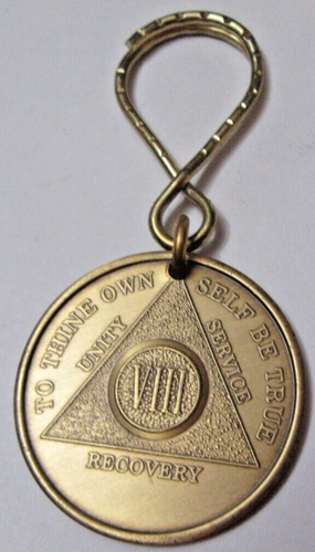 Anonyme Alkoholiker 8 Jahre AA Bronze Medaillon Schlüsselanhänger Token Münze Schlüsselring - Bild 3 von 13