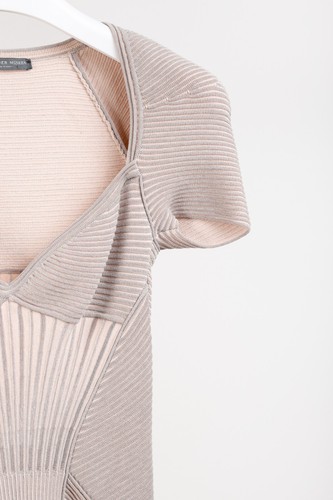 Alexander McQueen 2017 Rose Silver Knit Corset Wool-Blend Mini Dress, Sz XS - Picture 6 of 11