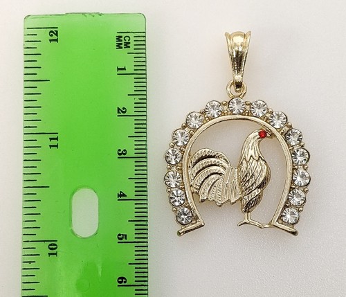 Gold Plated Rooster Chicken Pendant 4mm Necklace Chain Chinese Zodiac Oro Gallo - Picture 2 of 7