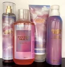 Bath & Body Works LOT OF 4 PASTEL SKIES Mousse-Shower Gel-Mist-Body Cream